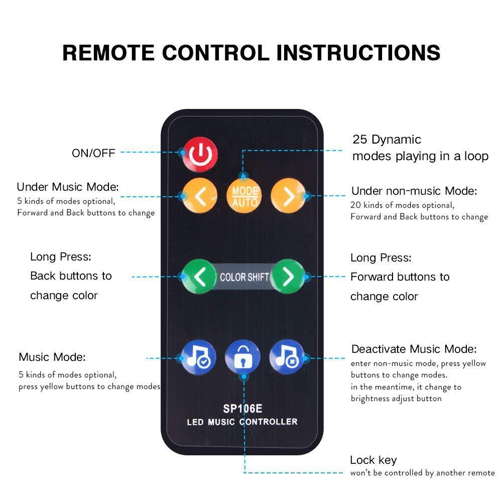 DC5-12V SP106E SPI LED Music Controller With 9Key RF Remote For Addressable WS2812B SK6812 LED Strip Lights DC5-12V SP106E SPI LED Music Controller With 9Key RF Remote For Addressable WS2812B SK6812 LED Strip Lights